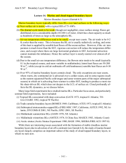 Marine and cloud-topped boundary layers