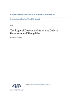 The Right of Dissent and America`s Debt to Herodotus and Thucydides