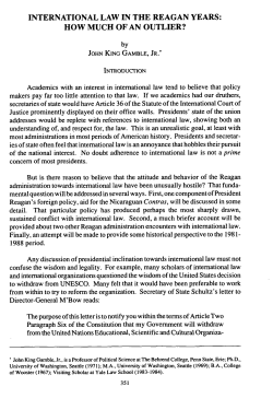 International Law in the Reagan Years