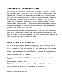 Sophomore Summer Reading Assignment 2015