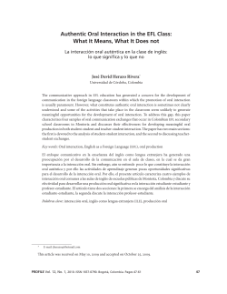 Authentic Oral Interaction in the EFL Class: What It Means, What It