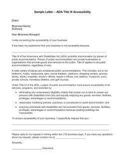 Sample Letter &ndash; ADA Title III Accessibility