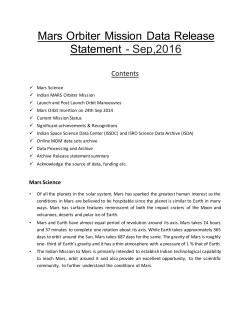 Mars Orbiter Mission Data Release Statement - Sep,2016