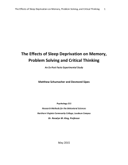 The Effects of Sleep Deprivation on Memory, Problem