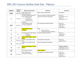 SNC 2D1 Course Outline Unit One - Physics