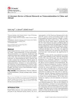 A Literature Review of Recent Research on Transcendentalism in