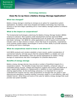 Co-op Battery Energy Storage Applications