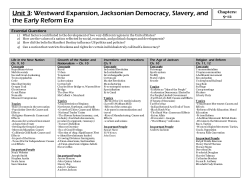 Unit 3: Westward Expansion, Jacksonian Democracy, Slavery, and