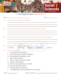 4 - The Mughal Empire:Worksheet-4.1