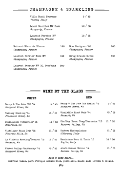 Drinks Menu - Varnish on King