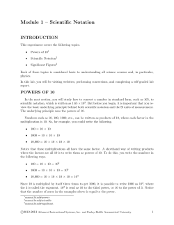 Module 1 &ndash; Scientific Notation