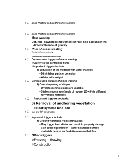3) Removal of anchoring vegetation