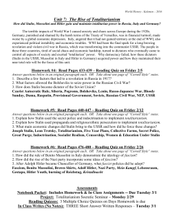 Unit 7: The Rise of Totalitarianism