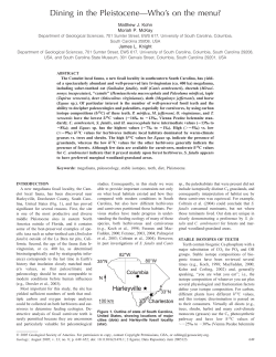 (2005). Dining in the Pleistocene &ndash; who`s on the menu