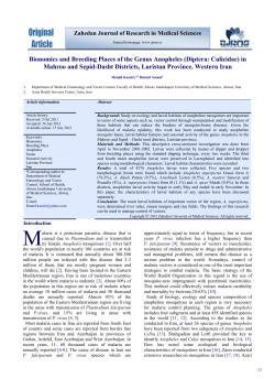Bionomics and Breeding Places of the Genus Anopheles