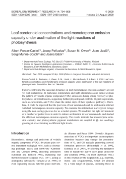 Leaf carotenoid concentrations and monoterpene emission capacity