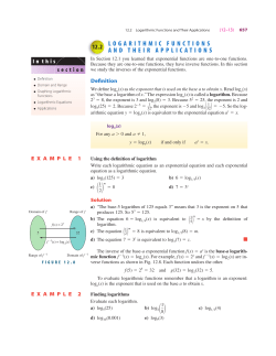 LOGARITHMIC FUNCTIONS AND THEIR APPLICATIONS