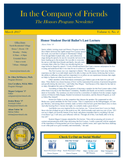 Honors Program Newsletter March 2017