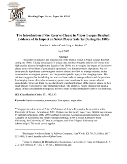 The Introduction of the Reserve Clause in Major League Baseball