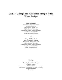 Climate Change and Associated changes to the Water Budget