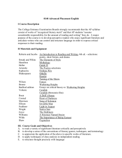 AP English Literature and Composition Syllabus