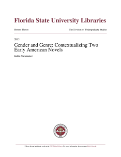 Gender and Genre: Contextualizing Two Early American Novels