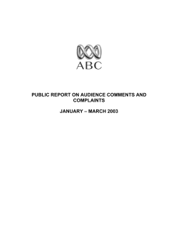 Audience Comments and Complaints Report Jan