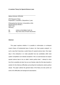 A Lewisian Theory for Special Science Laws - Philsci