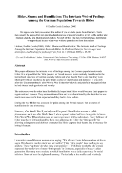 Hitler, Shame and Humiliation - Human Dignity and Humiliation