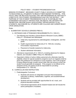Student Progression Plan
