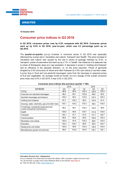 Consumer price indices in Q3 2016