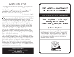 2015 NATIONAL OBSERVANCE OF CHILDREN`S SABBATHS