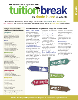 2017-18 Rhode Island Residents Tuition Break Brochure