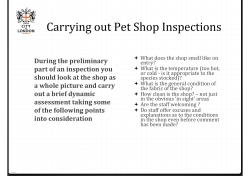 Carrying out Pet Shop Inspections