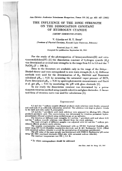 the influence of the ionic strength on the dissociation constant of