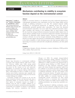 Mechanisms contributing to stability in ecosystem function depend