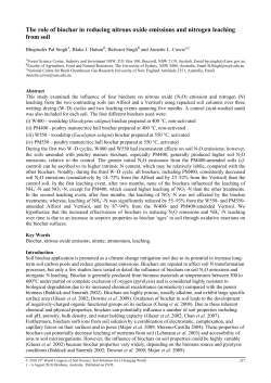 The role of biochar in reducing nitrous oxide emissions and nitrogen