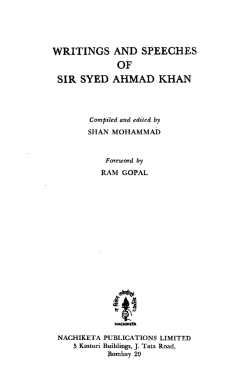 WRITINGS AND SPEECHES OF SIR SYED AHMAD KHAN