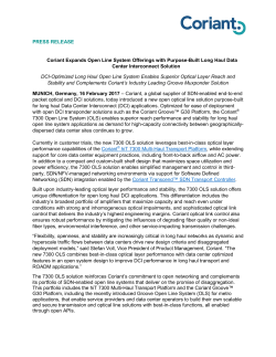 Coriant Expands Open Line System Offerings with Purpose