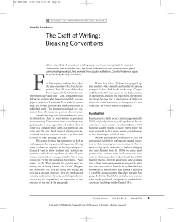 The Craft of Writing: Breaking Conventions