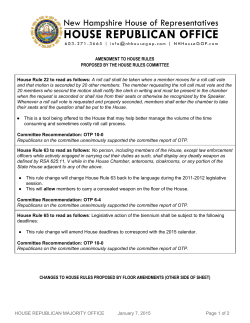 AMENDMENT TO HOUSE RULES PROPOSED BY THE HOUSE