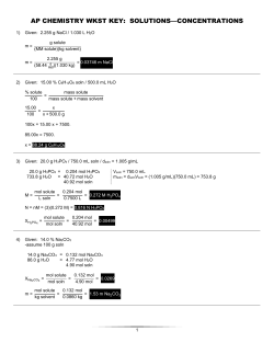 AP CHEMISTRY WKST KEY: SOLUTIONS&mdash;CONCENTRATIONS