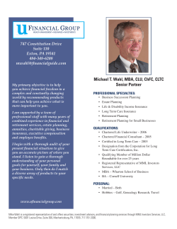 Michael T. Wahl, MBA, CLU, ChFC, CLTC Senior Partner