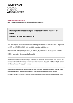 evidence from two varieties of Greek Lekakou, M. and Karatsareas, P.