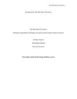 Running head: The Dark Side of Creativity The Dark Side of