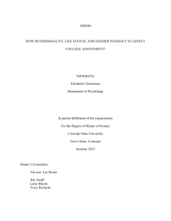 THESIS HOW DO PERSONALITY, LIFE EVENTS