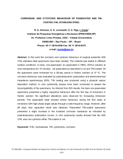 CORROSION AND CYTOTOXIC BEHAVIOUR OF