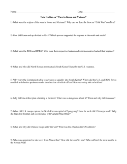 Note Outline on &ldquo;Wars in Korea and Vietnam&rdquo;
