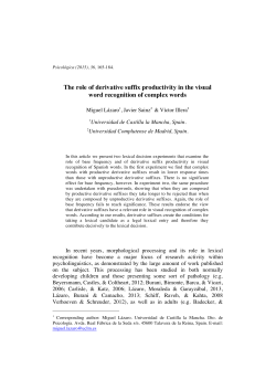 The role of derivative suffix productivity in the visual word recognition