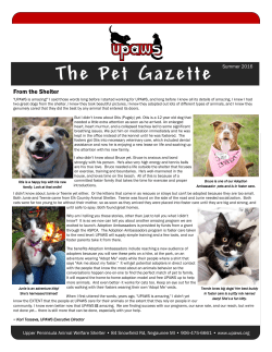 The Pet Gazette - Upper Peninsula Animal Welfare Shelter